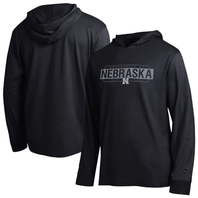  Nebraska Huskers Champion Gradient All-Star Long Sleeve Hooded T-Shirt - Black